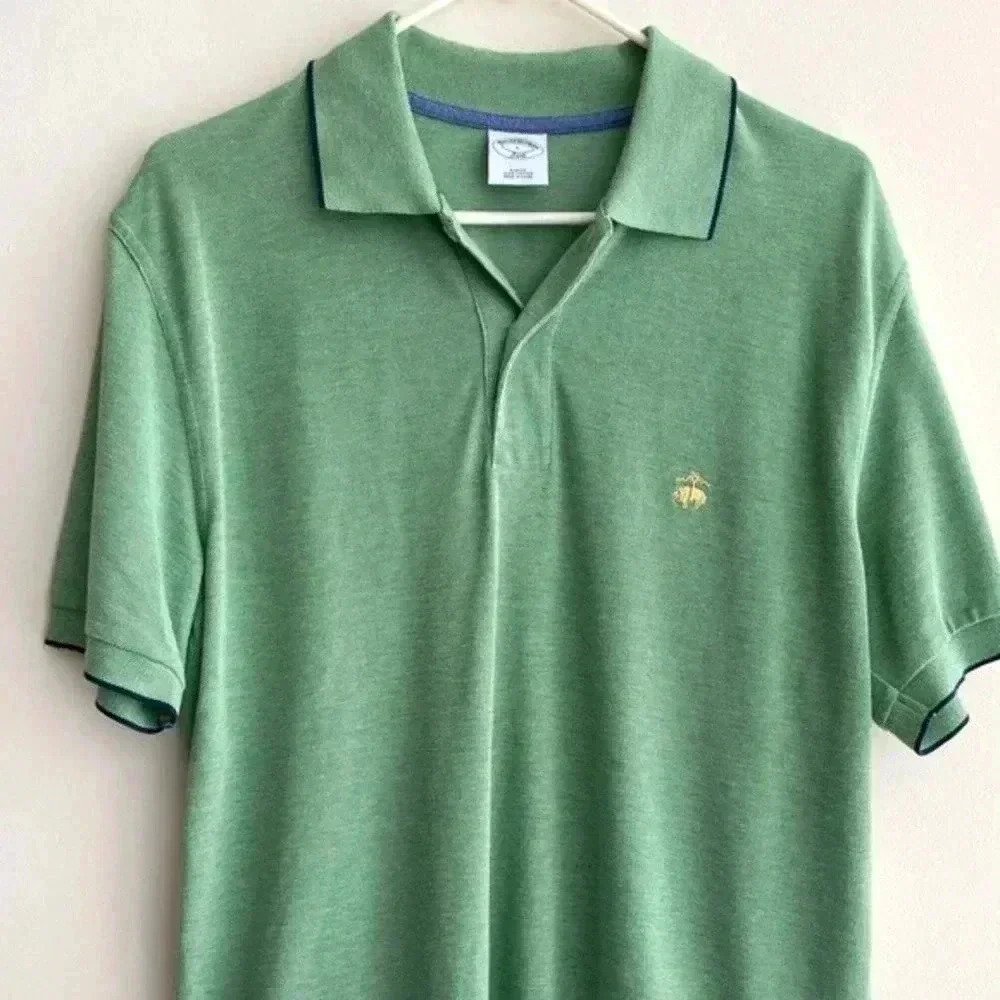 Brooks Brothers 346 Solid Piquè Green Slim Fit Polo, Size Large